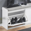 SoBuy FSR98-XL-W Banc pentru Pantofi cu Pernă Căptușită și 2 Sertare cu Rabat pentru Intrare Hol – 100x26x46 cm, Alb