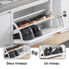 SoBuy FSR98-XL-W Banc pentru Pantofi cu Pernă Căptușită și 2 Sertare cu Rabat pentru Intrare Hol – 100x26x46 cm, Alb