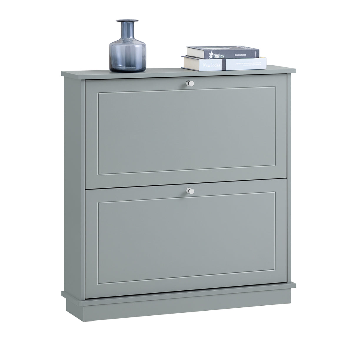 SoBuy FSR99-HG Armoire à Chaussures 2 Abattants Ultra-Slim 18cm, Rangement 6- Paires pour Couloir – 76x18x78 cm, Gris