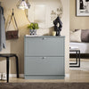 SoBuy FSR99-HG Armoire à Chaussures 2 Abattants Ultra-Slim 18cm, Rangement 6- Paires pour Couloir – 76x18x78 cm, Gris
