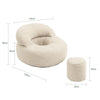 SoBuy FST100-MI Fauteuil Relax Scandinave avec Pouf et Dossier Inclinable – Velours Côtelé – 110×125×65 cm, Blanc Crème