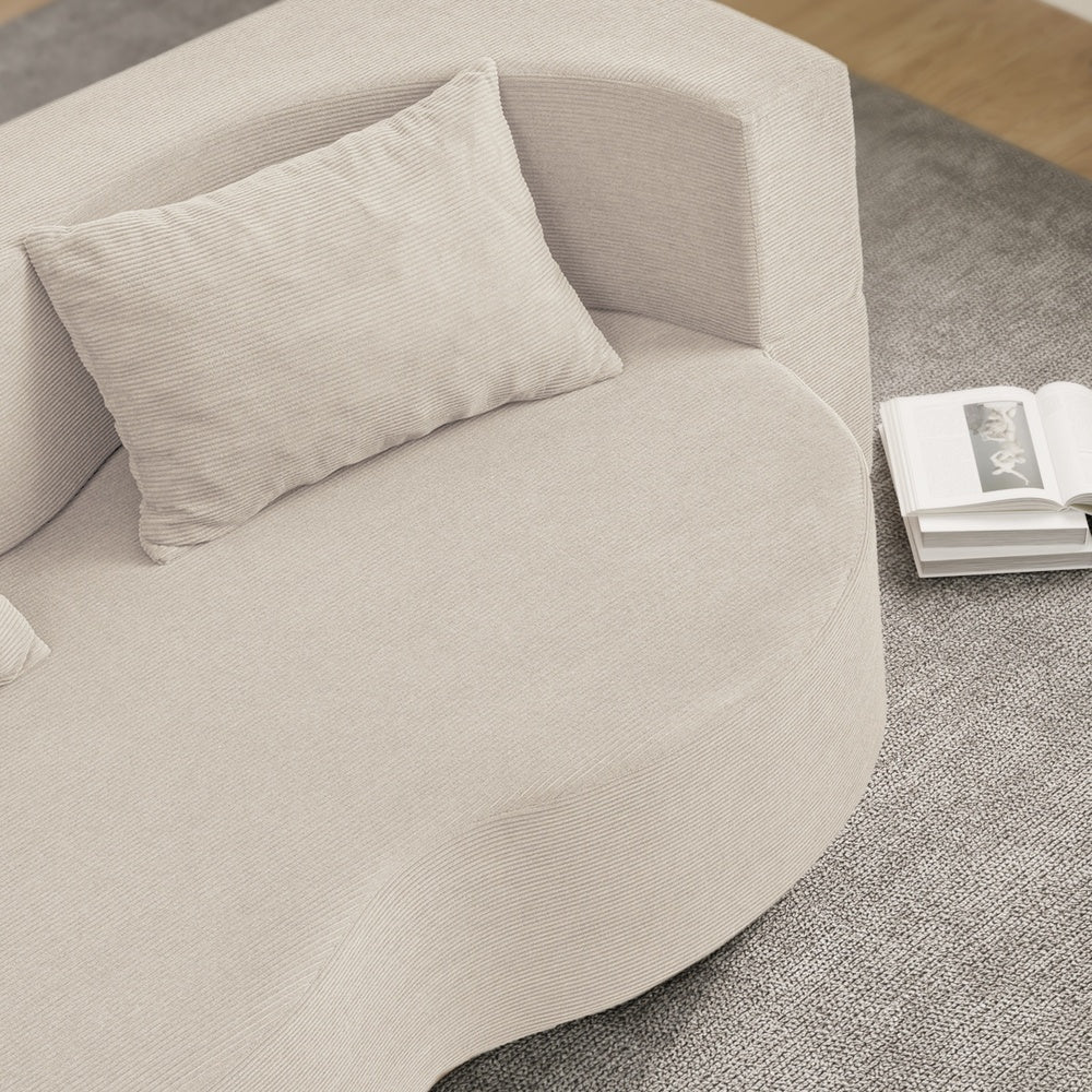SoBuy FST101-MI Canapé-Lit Convertible Beige 2 Places – Lit d'Appoint Pliable, Velours Côtelé Confortable, 2 Coussins Inclus – 177×107×32 cm, Charge 227 kg