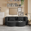 SoBuy FST101-SCH Canapé-Lit Convertible 2 Places Noir – Lit d'Appoint Dépliable pour Petits Espaces, Velours Côtelé Entièrement Déhoussable – 177×107×32 cm, Charge 227 kg