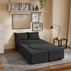 SoBuy FST101-SCH Canapé-Lit Convertible 2 Places Noir – Lit d'Appoint Dépliable pour Petits Espaces, Velours Côtelé Entièrement Déhoussable – 177×107×32 cm, Charge 227 kg