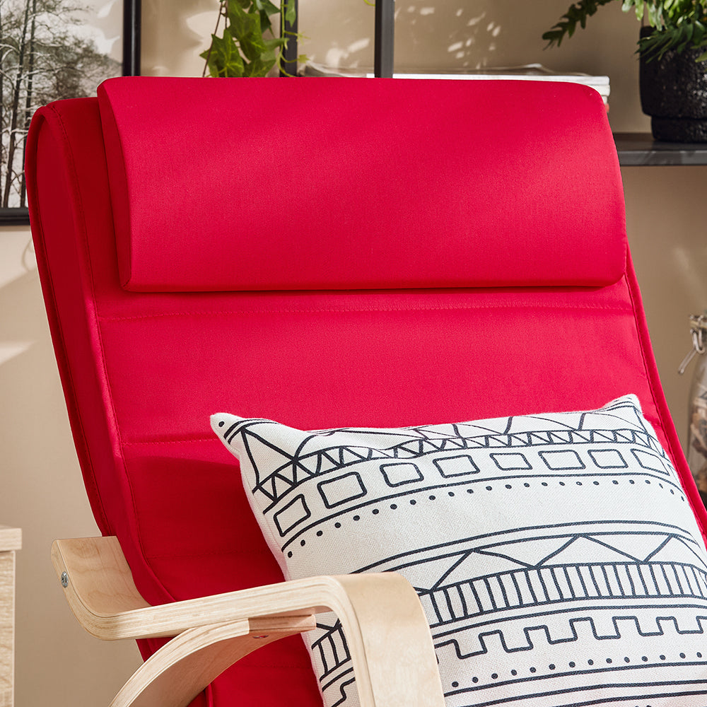 SoBuy FST16-R Rocking Chair, Fauteuil à bascule avec repose-pieds Fauteuil berçante