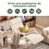 SoBuy FST16-W Fotoliu balansoar, Balansoar de relaxare, Scaun balansoar cu suport pentru picioare și tetieră reglabile, Bej