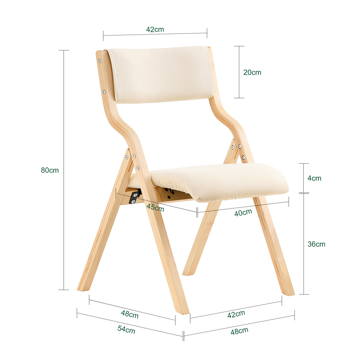 SoBuy FST40-Wx2 Lot de 2 Chaises Pliantes Rembourrées en Bois – Blanc
