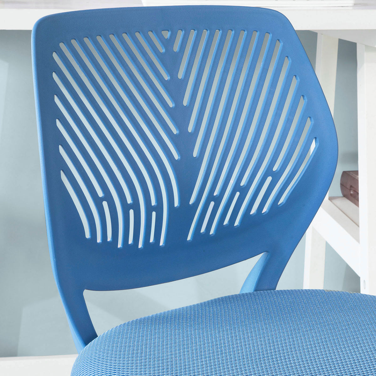 SoBuy FST64-BL Scaun de birou ergonomic, Fotoliu pivotant, Scaun de calculator cu înălțime reglabilă, Albastru