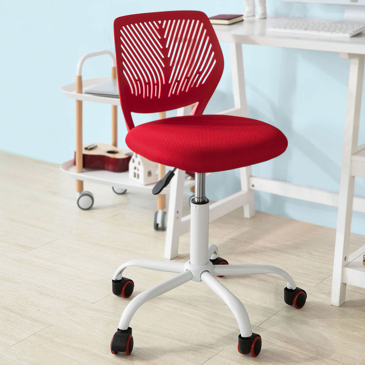 SoBuy FST64-R Scaun de birou ergonomic Scaun rotativ Scaun de calculator - Roșu