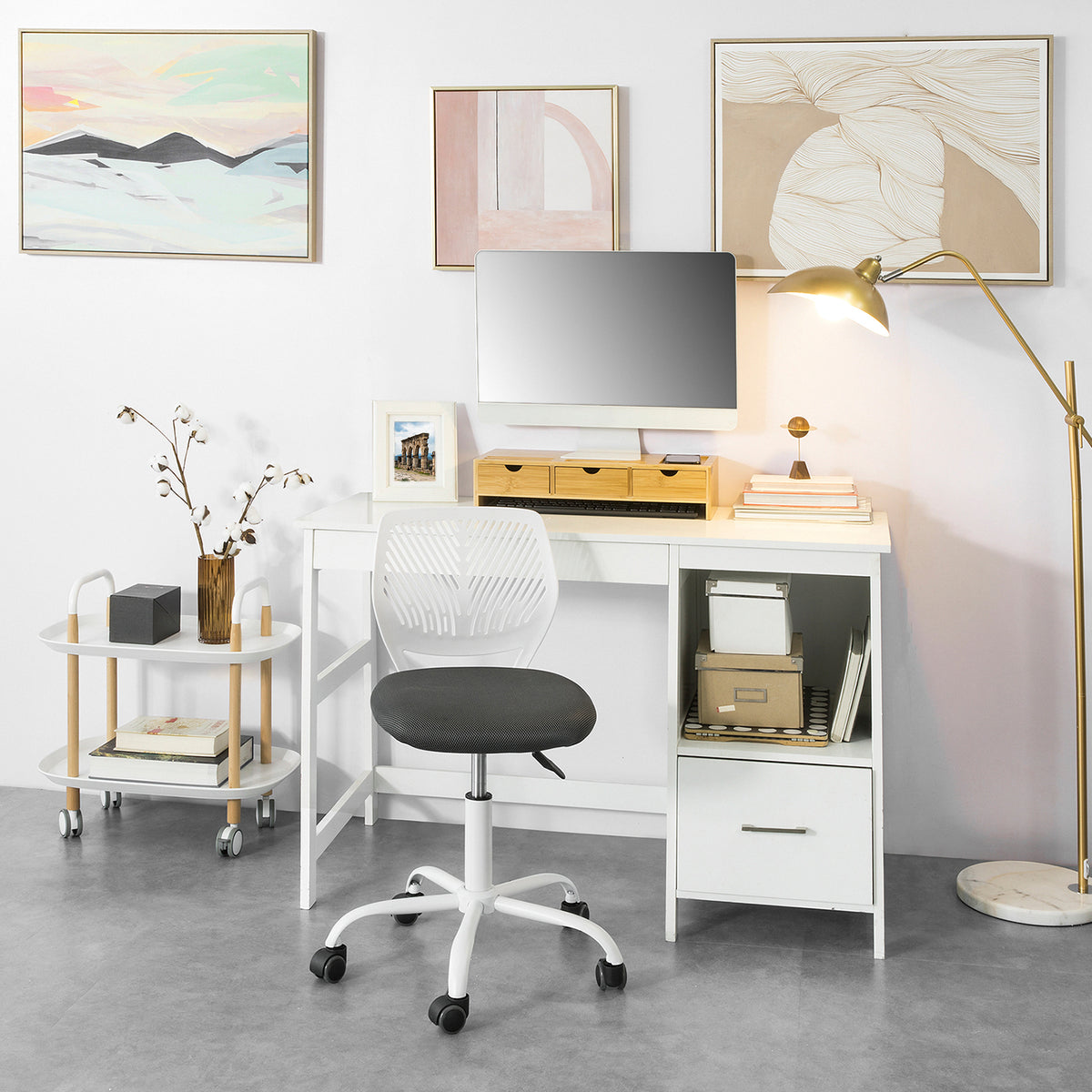 SoBuy FST64-W Chaise de Bureau Ergonomique Fauteuil Pivotant Chaise pour Ordinateur Hauteur