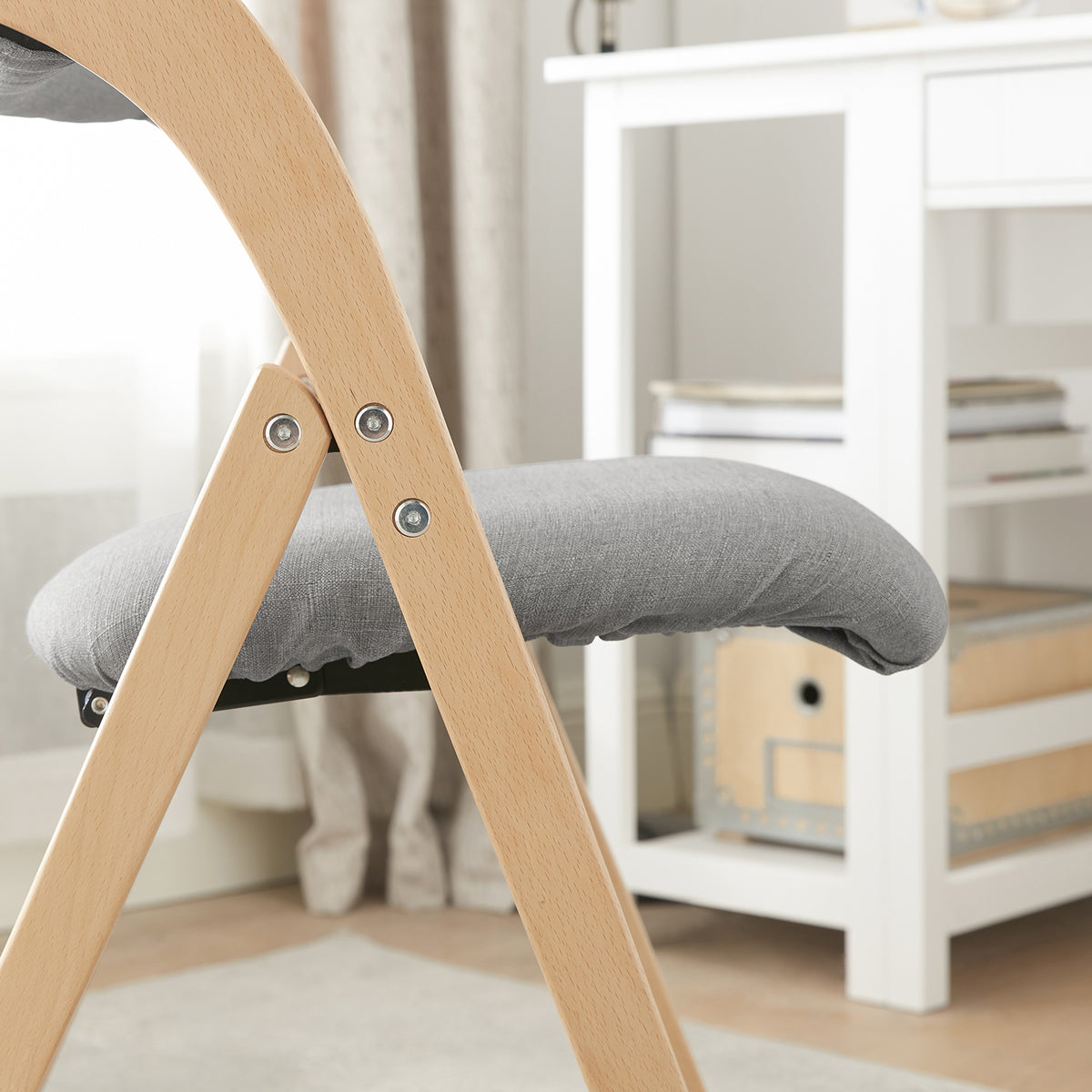 SoBuy FST92-Nx2 Lot de 2 Chaises Pliantes Rembourrées en Bois – Gris Clair