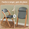 SoBuy FST92-SG Scaun pliant din lemn căptușit ergonomic - Scaun compact de bucătărie și birou pentru sufragerie sau living, pentru spații mici, gri închis