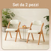 SoBuy FST92-Wx2, Scaun pliabil din lemn Set de 2 fotolii de bucatarie capitonate, scaune de interior pentru birou, balcon, gradina - Scaune pliabile care economisesc spatiu din fag, alb