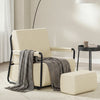 SoBuy FST99-MI Fauteuil Velours Confortable Design Industriel – Structure Métallique – 59×74×78 cm, Blanc Crème