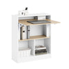 SoBuy FWT104-WN Birou Compact de Gaming cu Blat Pliabil și Spații de Depozitare Integrate, 81 kg, pentru Dormitor, Biroul de Acasă sau Studio – 70x57x85 cm, Alb și Natur