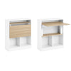 SoBuy FWT104-WN Birou Compact de Gaming cu Blat Pliabil și Spații de Depozitare Integrate, 81 kg, pentru Dormitor, Biroul de Acasă sau Studio – 70x57x85 cm, Alb și Natur