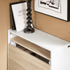 SoBuy FWT104-WN Birou Compact de Gaming cu Blat Pliabil și Spații de Depozitare Integrate, 81 kg, pentru Dormitor, Biroul de Acasă sau Studio – 70x57x85 cm, Alb și Natur
