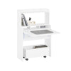SoBuy FWT105-W Birou Pliabil, Birou Multifuncțional cu Rafturi de Depozitare și 1 Cutie de Depozitare cu Roți