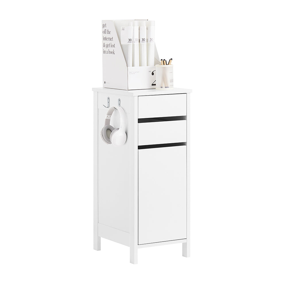 SoBuy FWT108-W Caisson de Bureau, Organiseur Bureau, Bout de Canapé, Table de Chevet, Armoire Rangement à 2 Tiroirs et 1 Port