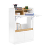 Prévente SoBuy FWT109-WN Bureau pliant gain de place 63 cm avec 2 tiroirs et étagères – Blanc et bois