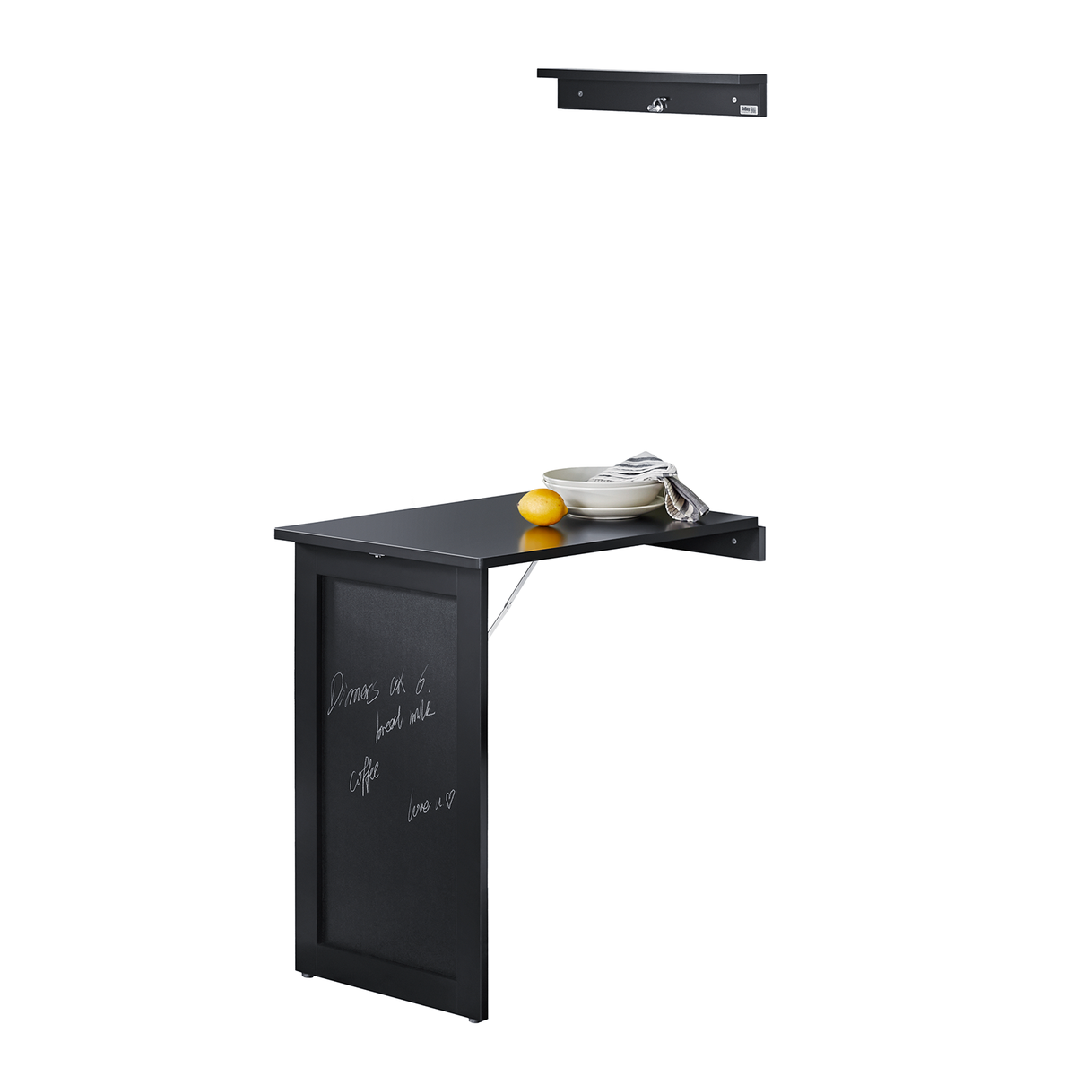 SoBuy FWT20-SCH Table Murale Rabattable à Manger Pliable avec Tableau Mémo Extensible Gain de Place pour Cuisine, Bureau et P