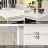 SoBuy FWT20-W Masă de perete rabatabilă, pliabilă cu tablă memo extensibilă, care economisește spațiu, pentru bucătărie, birou și spații mici, Alb 50cm x 75cm x 76cm