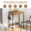 SoBuy FWT43-N Birou Mic cu 1 Sertar și 2 Cârlige Birou Gaming cu Etajere de Depozitare Birou Multifuncțional pentru Dormitor Masă Gaming Natur 60x40x77cm