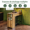 SoBuy FWT98-PF Table Haute de Cuisine avec Plateau Extensible – Mange Debout pour Petits Espaces, Table de Salle à Manger Moderne, Bar pour Cuisine, Salon ou Bar à Café 120 × 45/63 × 95cm