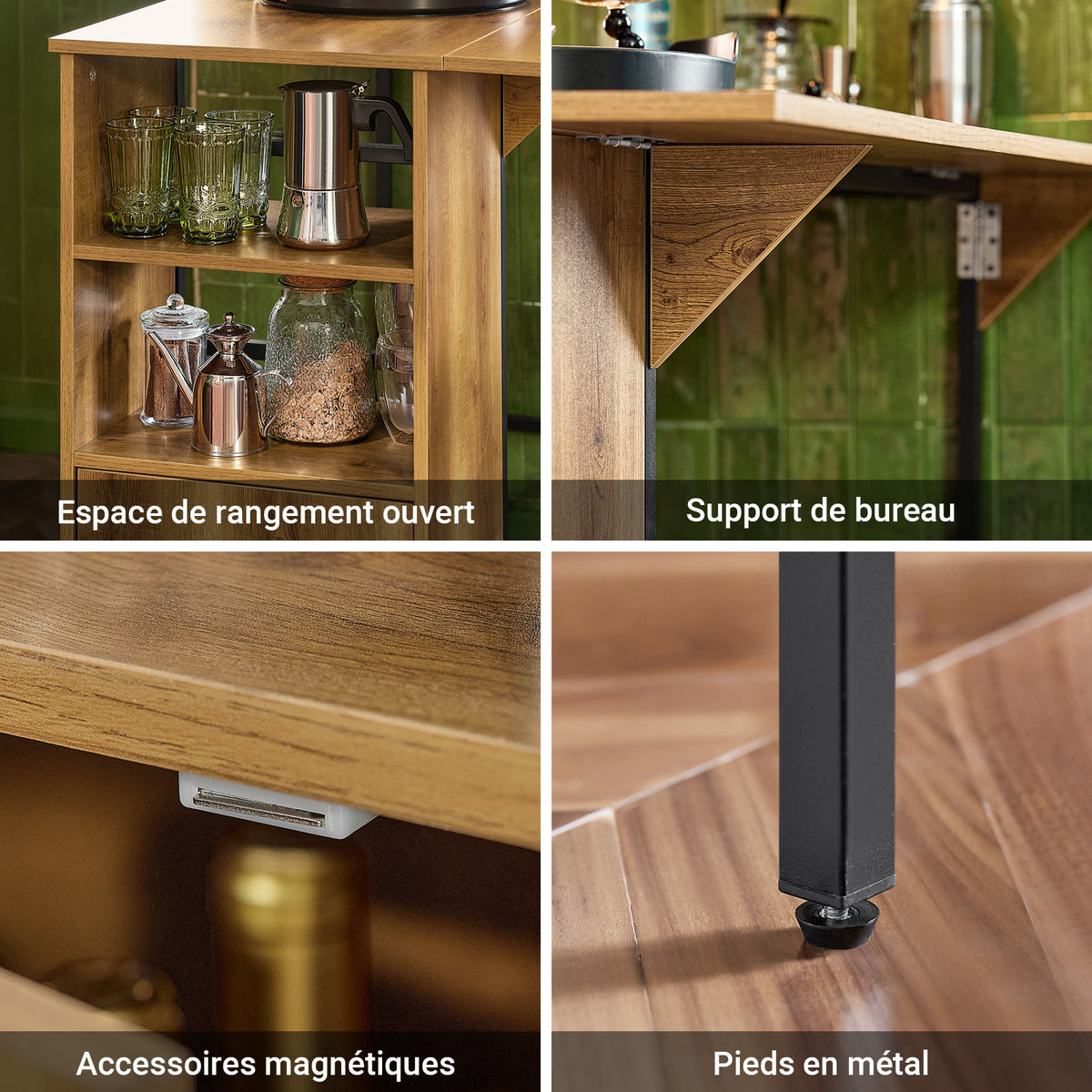 SoBuy FWT98-PF Masă Înaltă de Bucătărie cu Blat Extensibil – Masă Bar pentru Spații Mici, Masă Modernă pentru Sufragerie, Bar pentru Bucătărie, Living sau Cafenea 120 × 45/63 × 95cm