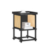 SoBuy HFBT03-SCH Măsuță laterală de design, Măsuță de cafea pătrată, Măsuță de capăt canapea, Noptieră cu compartiment deschis