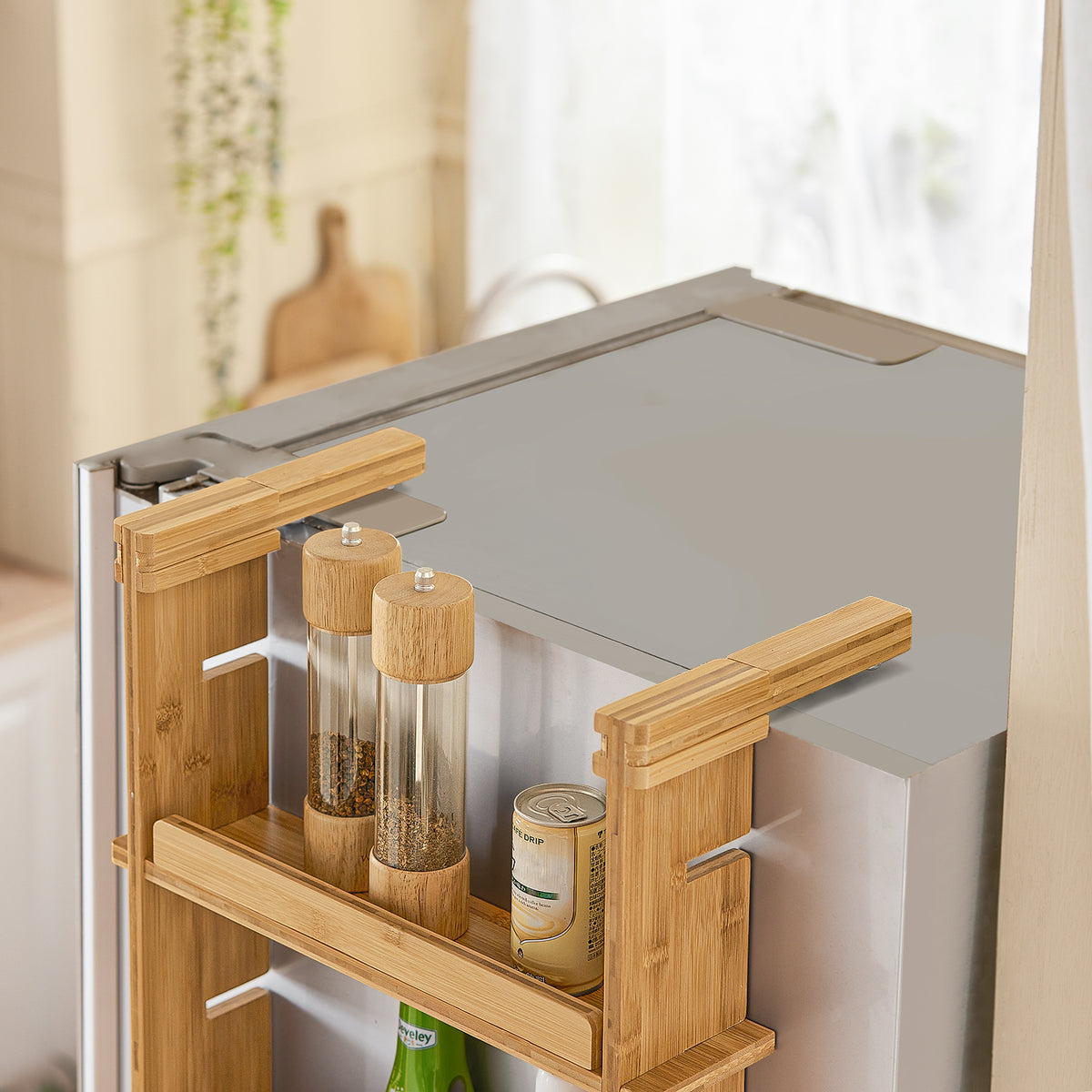 SoBuy KCR03-N Raft suspendat pentru frigider cu ventuze, raft pentru mirodenii