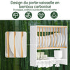 SoBuy KCR09-W Porte-Assiettes Murale Meuble de Rangement d'Assiettes Mural Etagère à Epices Etagere Murale pour Rangement Cuisine - avec 1 étagère supplémentaire et 7 Crochets, 64x24x71 cm