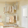SoBuy KLS03-II-HG Portant à vêtements télescopique robuste – Penderie ouverte réglable avec tringles pour chambre/dressing, Gris