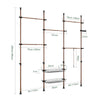 SoBuy KLS04-II-BR Suport telescopic pentru haine, robust - Dulap deschis reglabil cu bare și rafturi, Cuier pentru dormitor/dressing, Maro