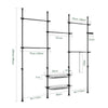 SoBuy KLS04-II-SCH Suport telescopic solid pentru haine - Dulap deschis reglabil cu bare și rafturi, Cuier pentru dormitor/dressing, Negru