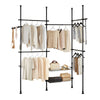 SoBuy KLS04-II-SCH Suport telescopic solid pentru haine - Dulap deschis reglabil cu bare și rafturi, Cuier pentru dormitor/dressing, Negru