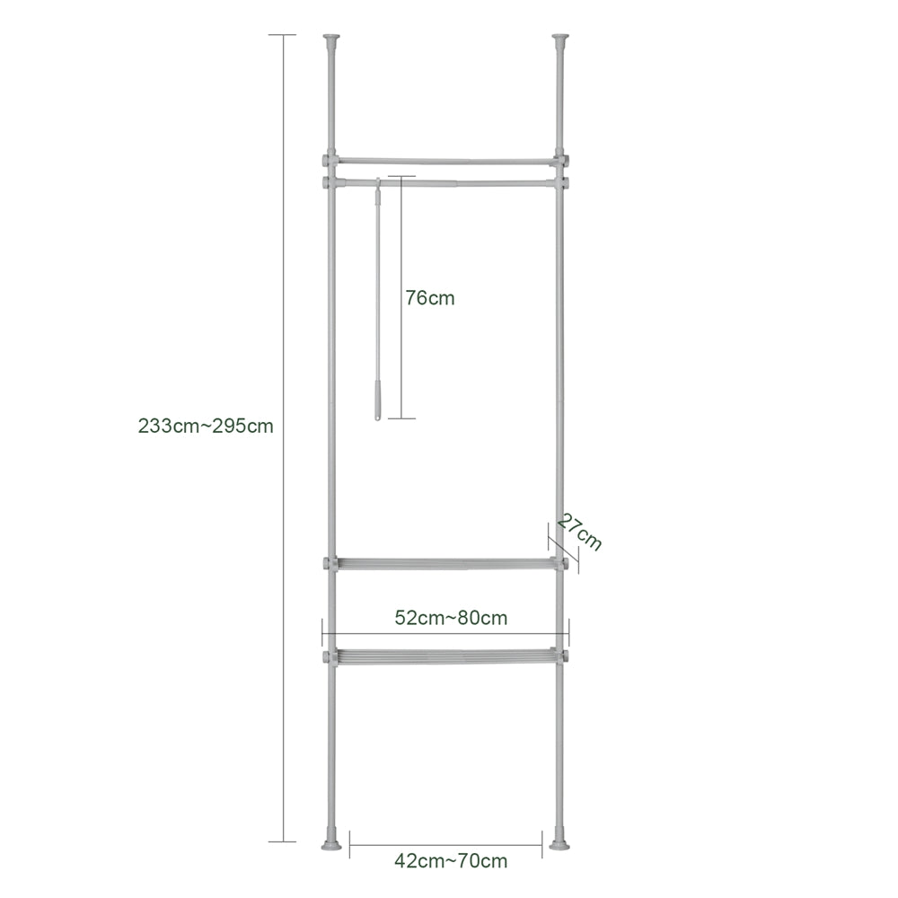 SoBuy KLS07-HG Télescopique Porte-vêtements Système de Penderie Blanc