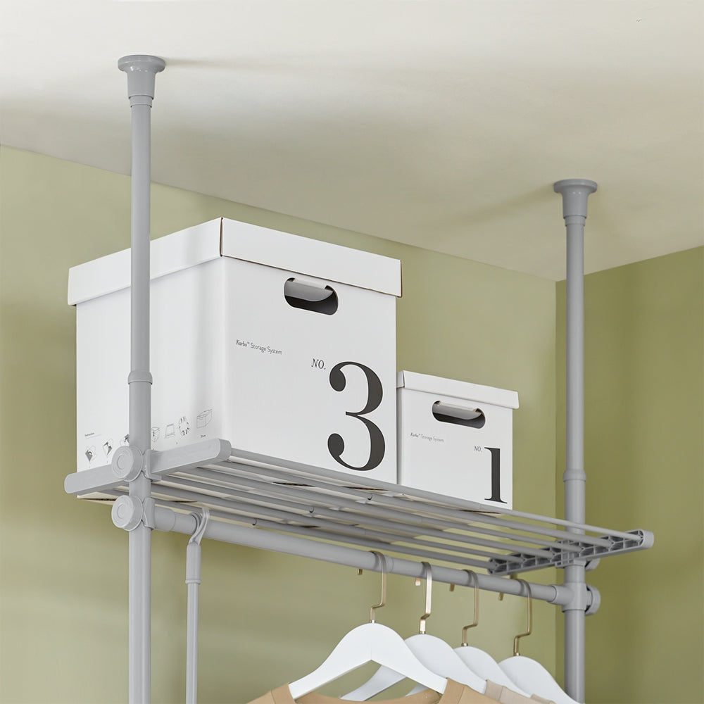 SoBuy KLS07-HG Télescopique Porte-vêtements Système de Penderie Blanc