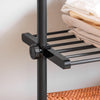 SoBuy KLS07-SCH Suport telescopic solid pentru haine - Dulap deschis reglabil cu bare și rafturi, Cuier pentru dormitor/dressing, Negru