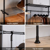 SoBuy KLS07-SCH Suport telescopic solid pentru haine - Dulap deschis reglabil cu bare și rafturi, Cuier pentru dormitor/dressing, Negru