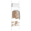 SoBuy KLS07-W Suport telescopic pentru haine, rezistent - Dulap deschis reglabil cu bare și rafturi, Cuier pentru dormitor/dressing, Alb