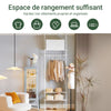SoBuy KLS07-W Suport telescopic pentru haine, rezistent - Dulap deschis reglabil cu bare și rafturi, Cuier pentru dormitor/dressing, Alb