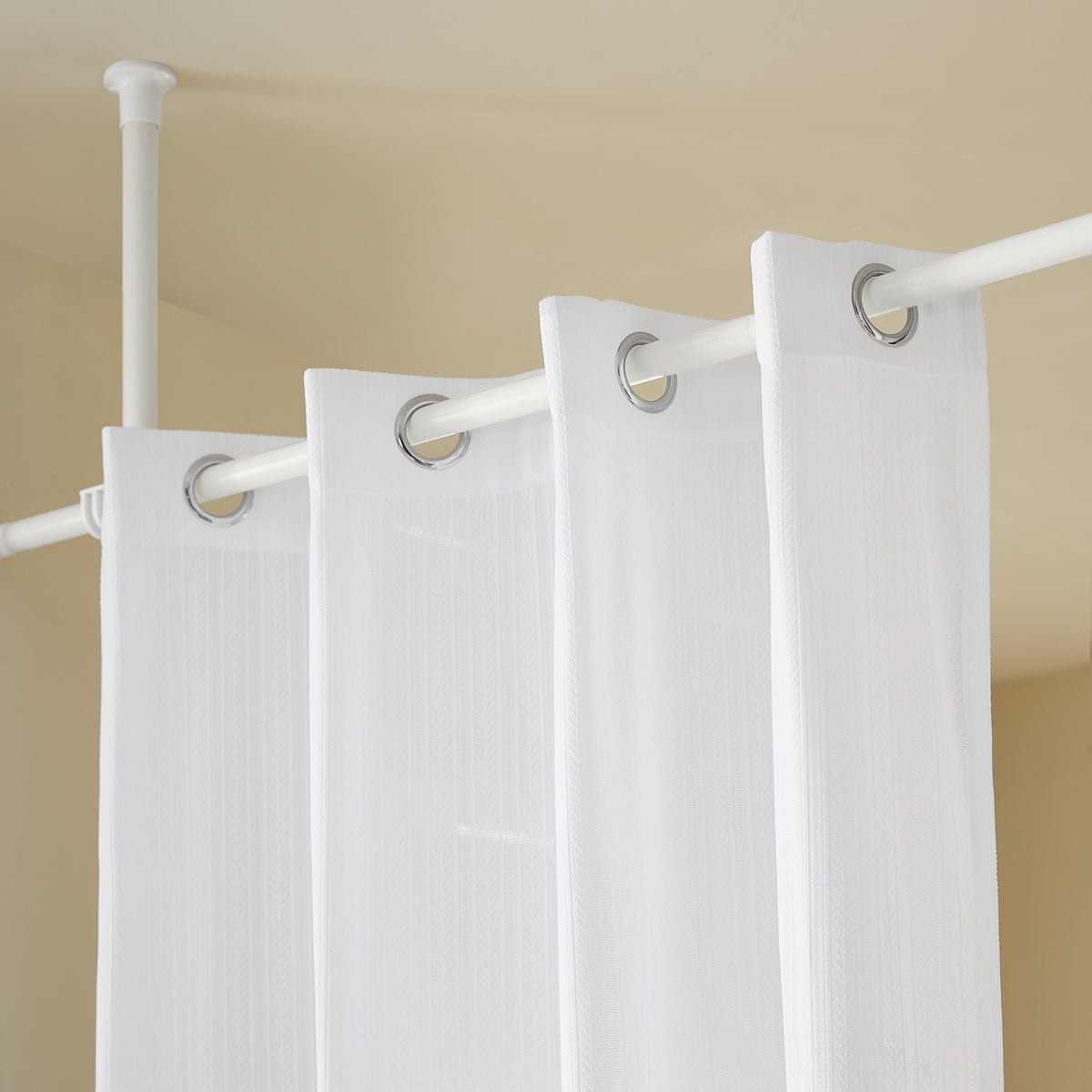 SoBuy KLS12-W Paravent Séparateur de Pièces Rideau Télescopique Rideau Réglable en Hauteur Rideau