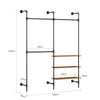 SoBuy KLS18-SCH Suport de Haine de Perete Industrial, Dulap Deschis din Metal cu 3 Bare și 3 Rafturi din MDF, Dulap de Depozitare de Perete Salvează Spațiu pentru Dormitor Dressing Hol, Negru