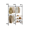 SoBuy KLS18-SCH Suport de Haine de Perete Industrial, Dulap Deschis din Metal cu 3 Bare și 3 Rafturi din MDF, Dulap de Depozitare de Perete Salvează Spațiu pentru Dormitor Dressing Hol, Negru