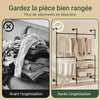 SoBuy KLS18-SCH Suport de Haine de Perete Industrial, Dulap Deschis din Metal cu 3 Bare și 3 Rafturi din MDF, Dulap de Depozitare de Perete Salvează Spațiu pentru Dormitor Dressing Hol, Negru