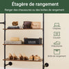 SoBuy KLS18-SCH Suport de Haine de Perete Industrial, Dulap Deschis din Metal cu 3 Bare și 3 Rafturi din MDF, Dulap de Depozitare de Perete Salvează Spațiu pentru Dormitor Dressing Hol, Negru