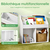 SoBuy KMB01-II-W Biblioteca pentru copii, Raft pentru jucării pentru copii cu 3 rafturi și 2 compartimente deschise, Unitate de depozitare jucării, Raft pentru cărți, Suport pentru reviste, Alb 68x30x68 cm