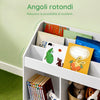 SoBuy KMB01-II-W Bibliotecă Montessori pentru copii Raft cu jucării 3 rafturi + 2 containere deschise Dulap pentru dormitor copii alb în siguranță Dulap pentru copii Jucării pentru copii din lemn alb 68x30x68 cm