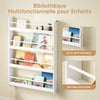 SoBuy KMB08-II-W Bibliotecă Montessori pentru copii, montată pe perete, Raft pentru cărți pentru copii cu 4 niveluri, Mobilier de depozitare pentru copii, cu economie de spațiu, Alb 80×12×118 cm